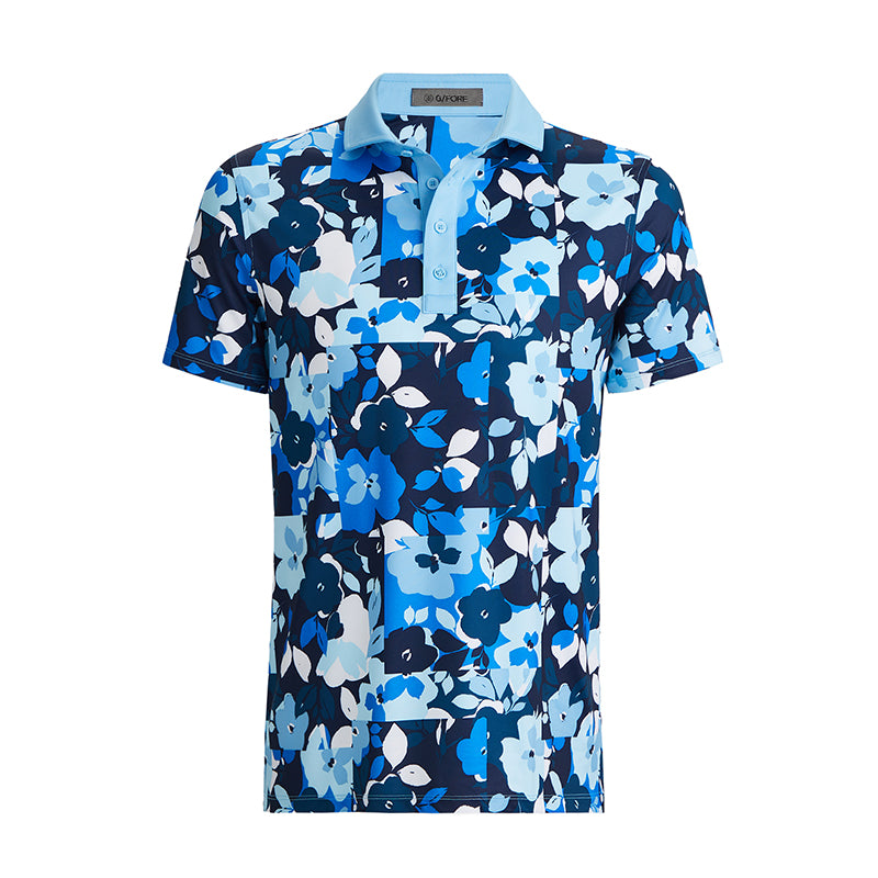 GFORE Patchwork Floral Tech Jersey Men's Polo (Fountain)