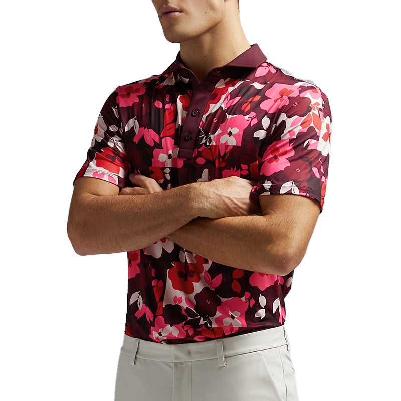 GFORE Patchwork Floral Tech Jersey Men's Polo (Port)