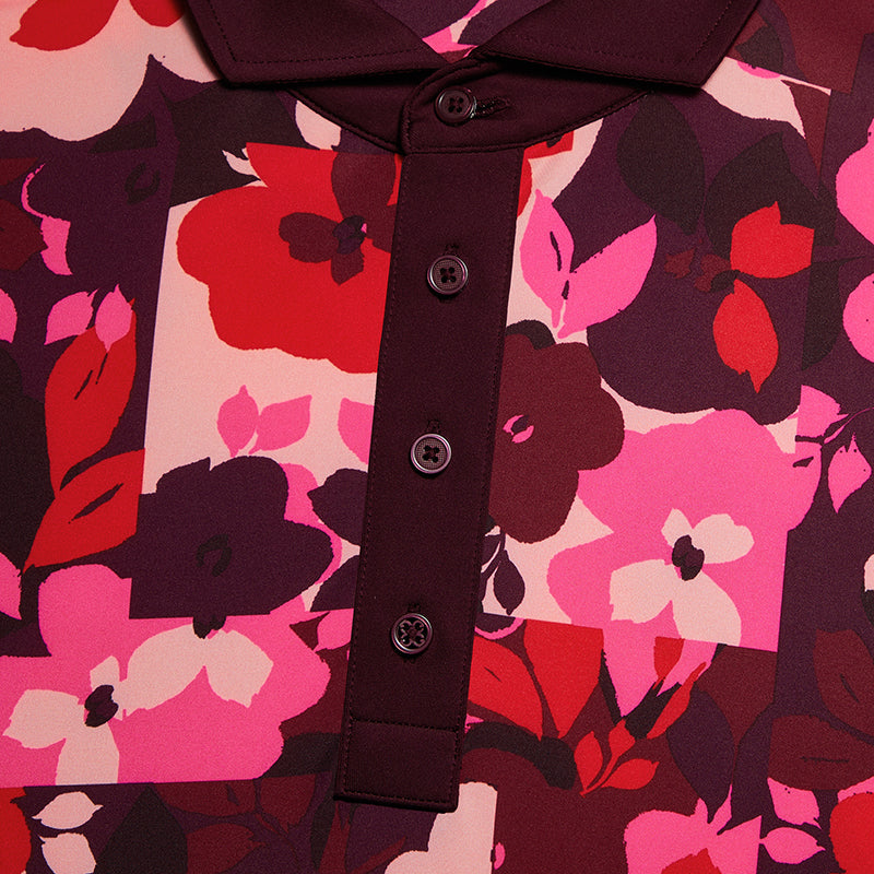 GFORE Patchwork Floral Tech Jersey Men's Polo (Port)