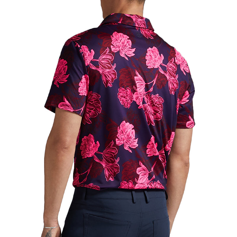 GFORE Stamped Floral Tech Jersey Men's Polo (Cabernet)