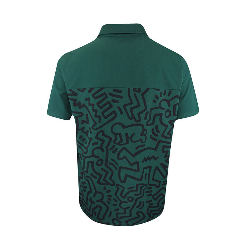 MALBON GOLF x Keith Haring Printed Men's Polo (Green)