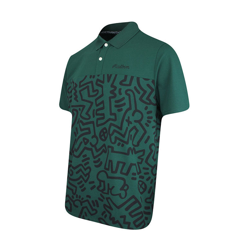MALBON GOLF x Keith Haring Printed Men's Polo (Green)