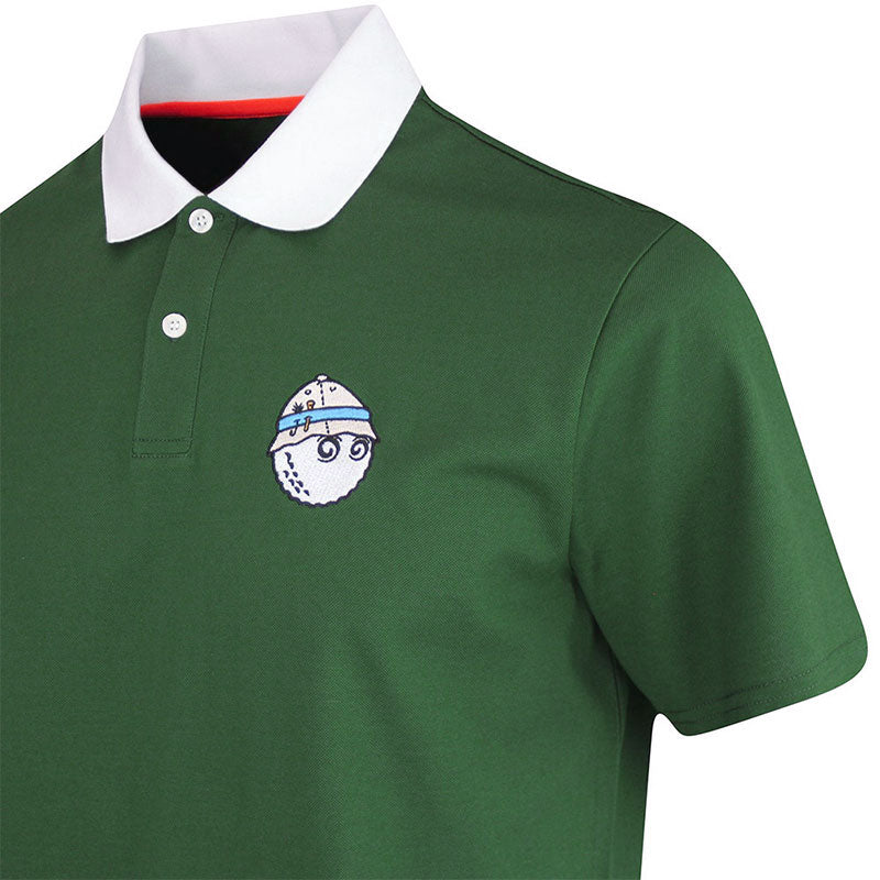 MALBON GOLF Fishing Buckets Men's Pique Polo (Forest)