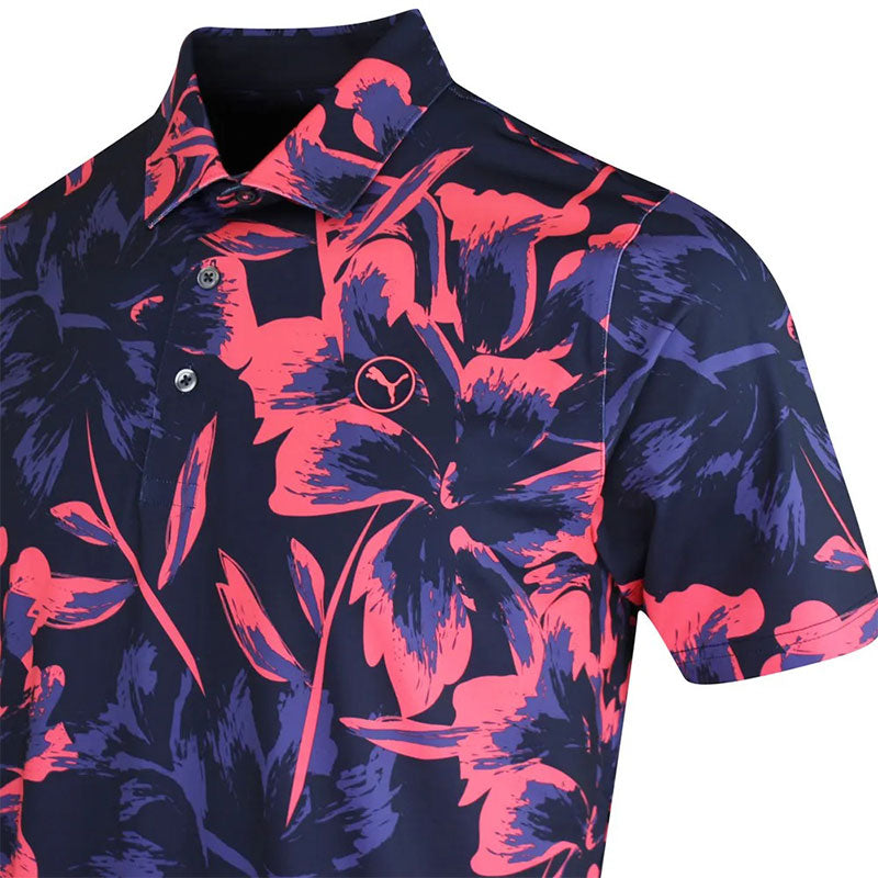 PUMA MATTR Broken Flower Men's Polo (Navy/Peach)