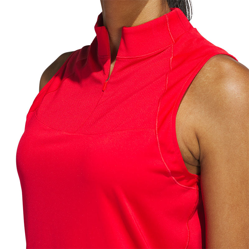 ADIDAS Ultimate365 Women's Sleeveless Zip Mock Shirt (Ruby)