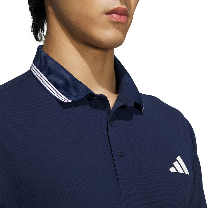 ADIDAS 3-Stripes Ribbed Men's Polo (Navy)