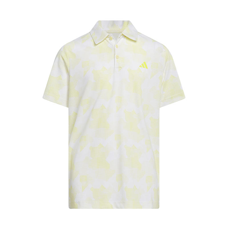 ADIDAS Printed Scripted Boy's Polo (White/Yellow)