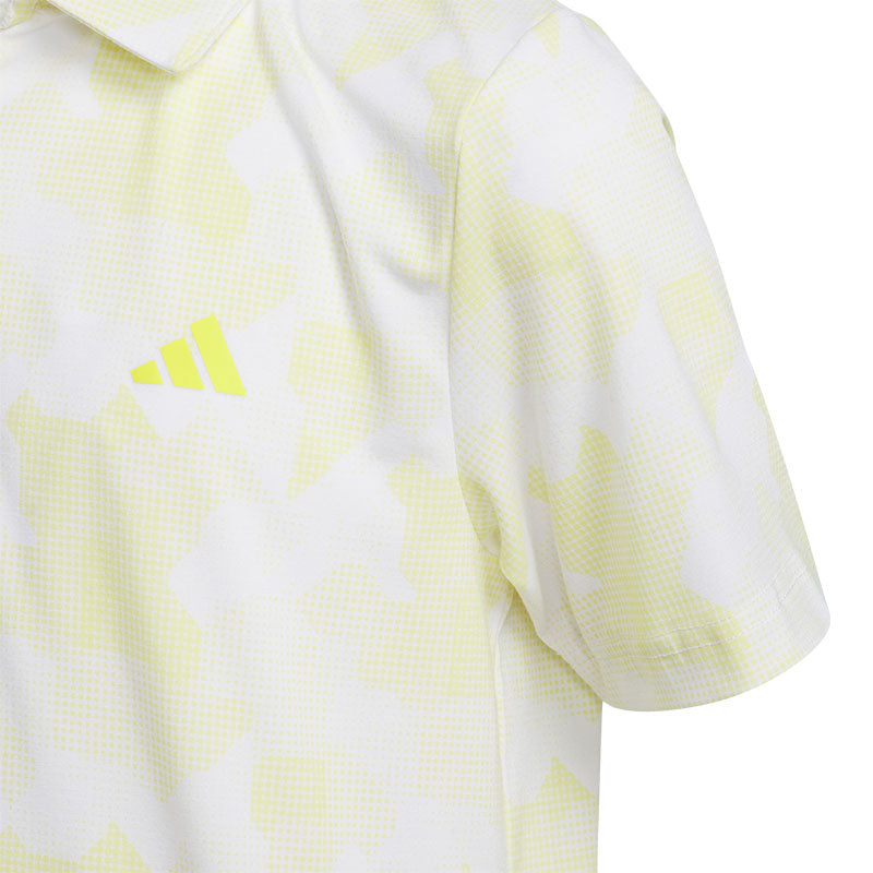 ADIDAS Printed Scripted Boy's Polo (White/Yellow)