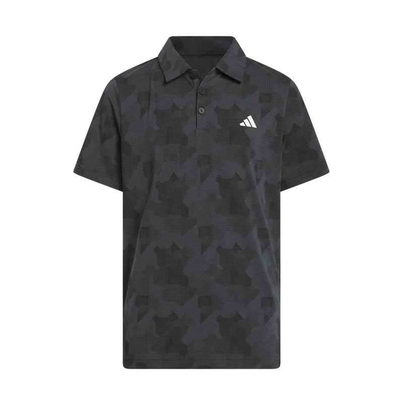 ADIDAS Printed Scripted Boy's Polo (Carbon/Black)