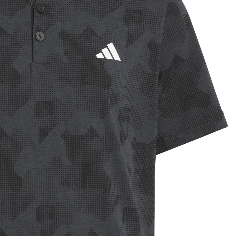 ADIDAS Printed Scripted Boy's Polo (Carbon/Black)