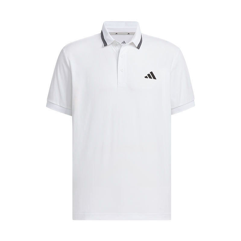 ADIDAS 3-Stripes Ribbed Men's Polo (White)