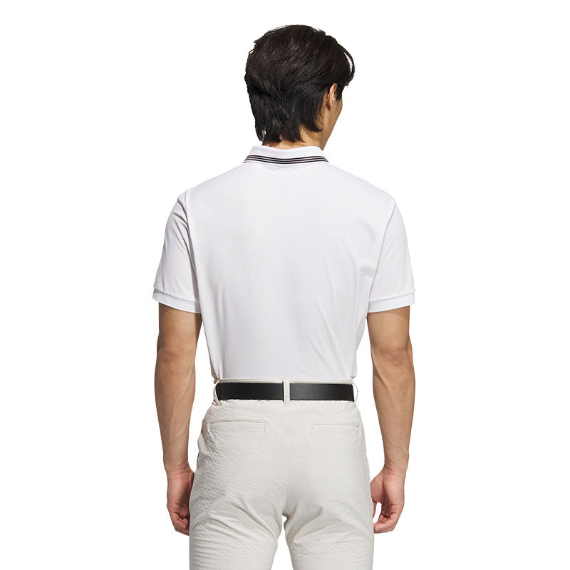 ADIDAS 3-Stripes Ribbed Men's Polo (White)