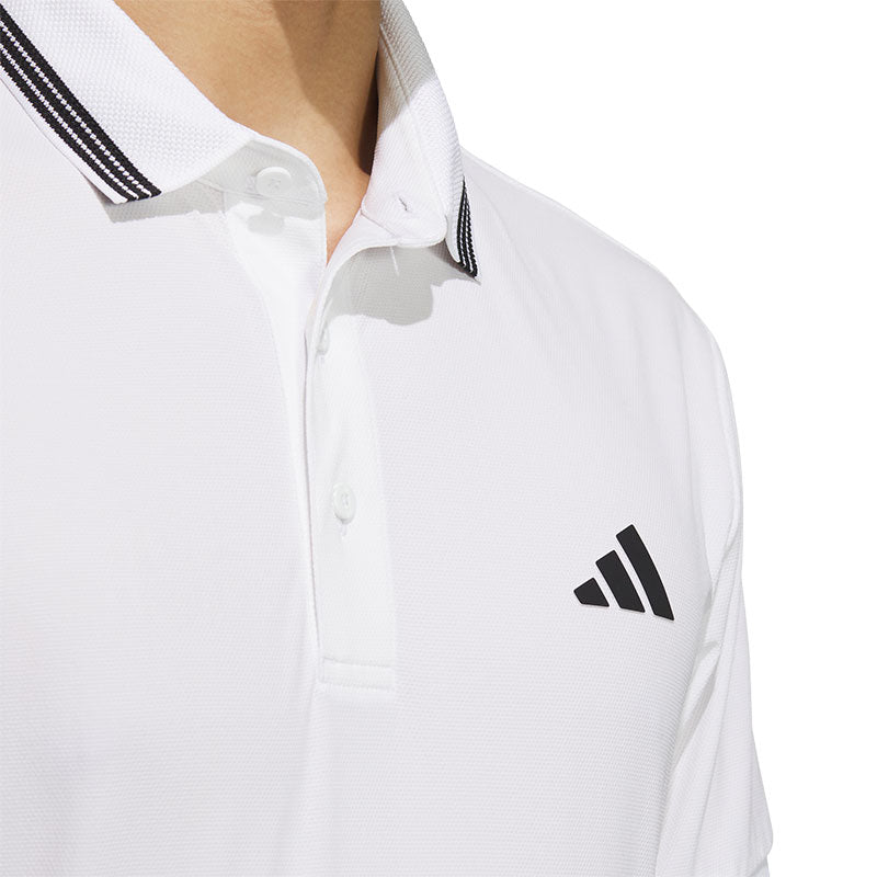 ADIDAS 3-Stripes Ribbed Men's Polo (White)