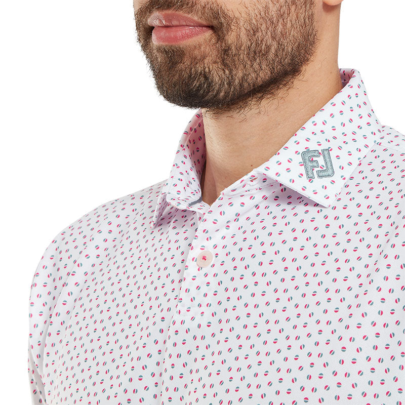 FOOTJOY Bounce Lisle Men's Polo (White/Red)
