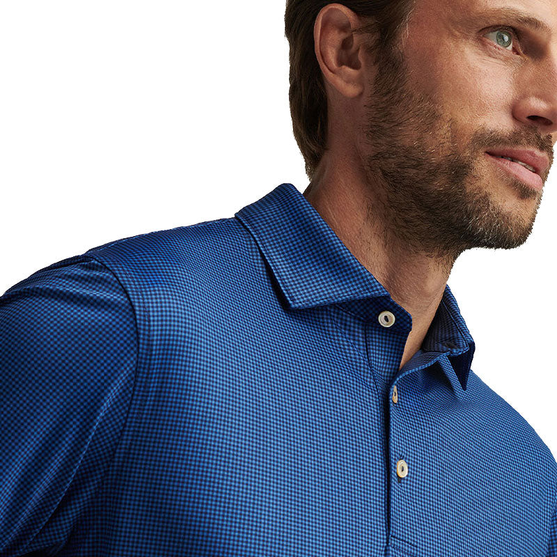 PETER MILLAR Gingham Men's Performance Jersey Polo (Navy)