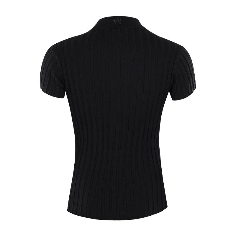 MALBON GOLF Elea Rib Women's Knit Polo (Black)