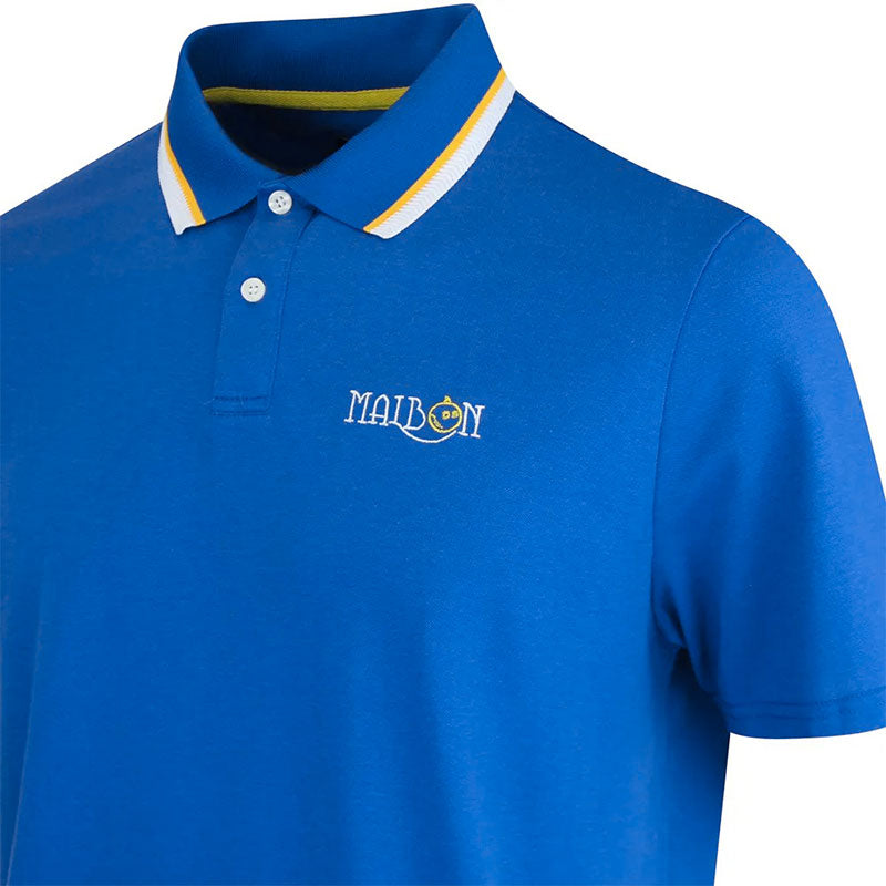 MALBON GOLF Grasse Men's Pique Polo (Blue)
