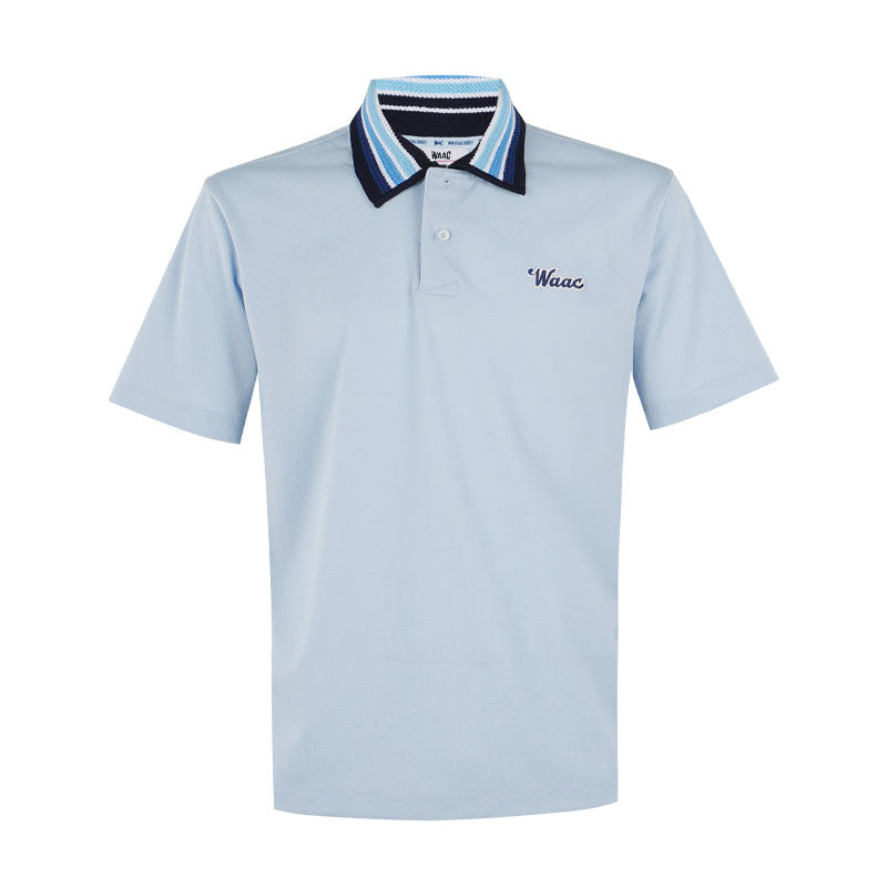 WAAC Color Block Palm Tree Men's Polo (Light Blue)