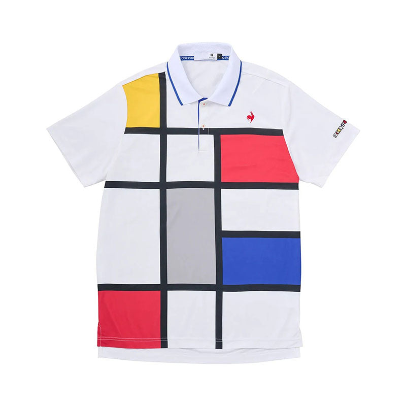 LE COQ SPORTIF GOLF Mondrian Large Print Men's Polo (White)