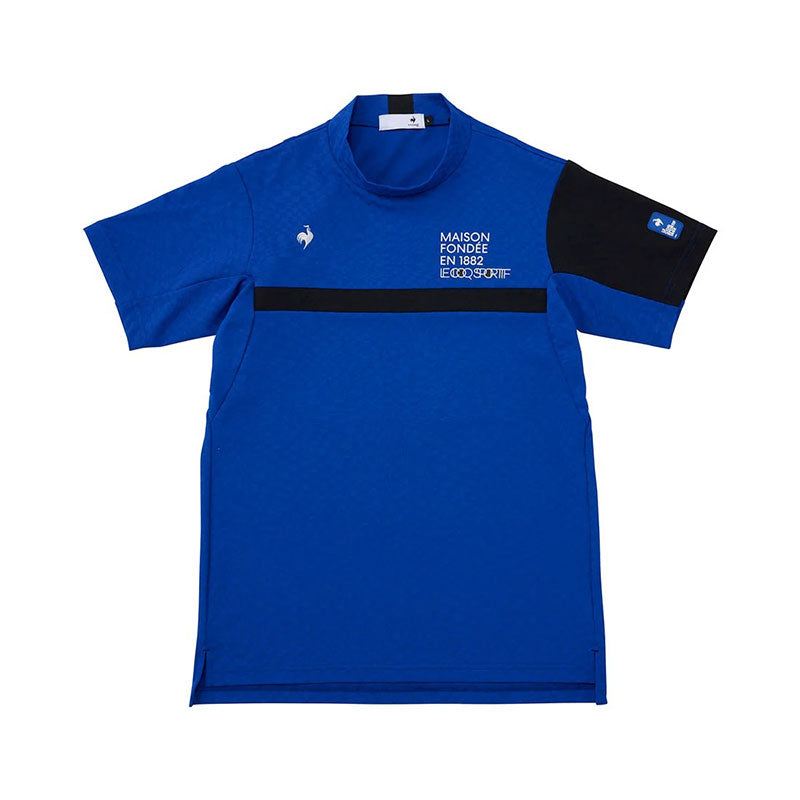 LE COQ SPORTIF GOLF Vichy Jacquard Men's Mock Shirt (Blue)