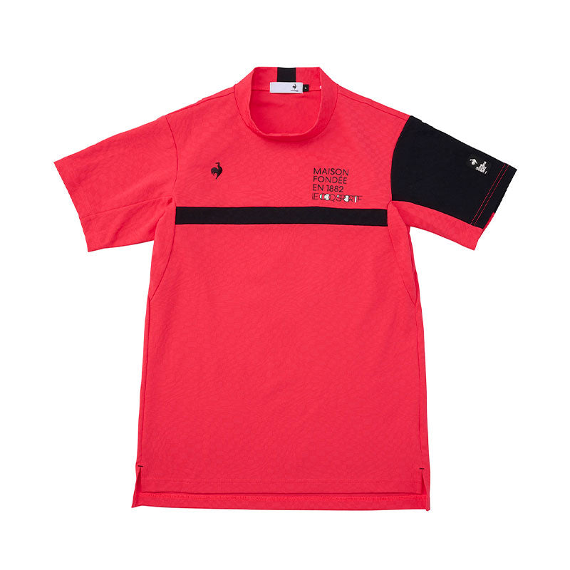 LE COQ SPORTIF GOLF Vichy Jacquard Men's Mock Shirt (Pink)