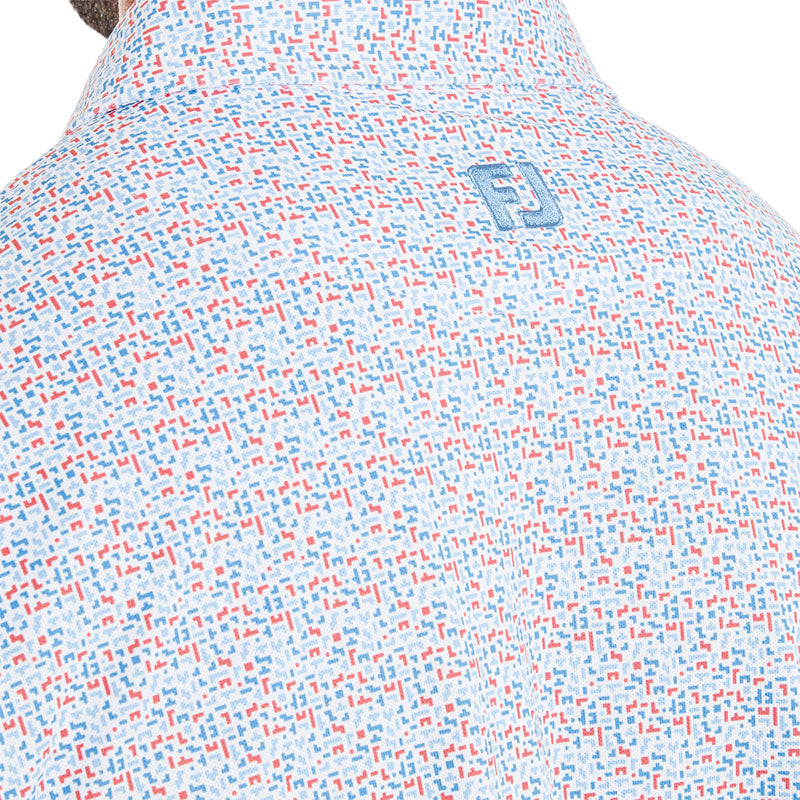 FOOTJOY Gamer Print Men's Pique Polo (White/Blue)