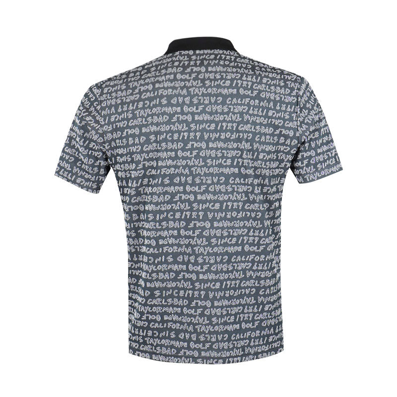 TAYLORMADE Wording Jacquard Men's Polo (Black)