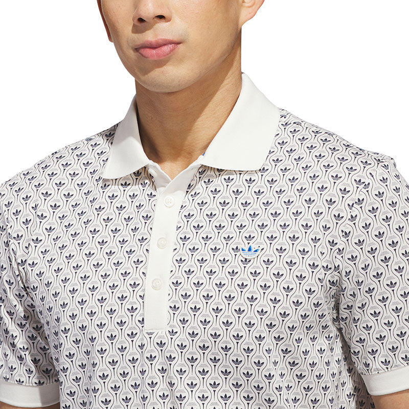 ADIDAS Originals All Over Trefoil Men's Polo (White/Indigo)