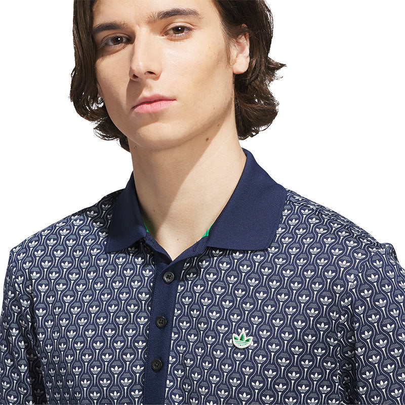 ADIDAS Originals All Over Trefoil Men's Polo (Indigo)