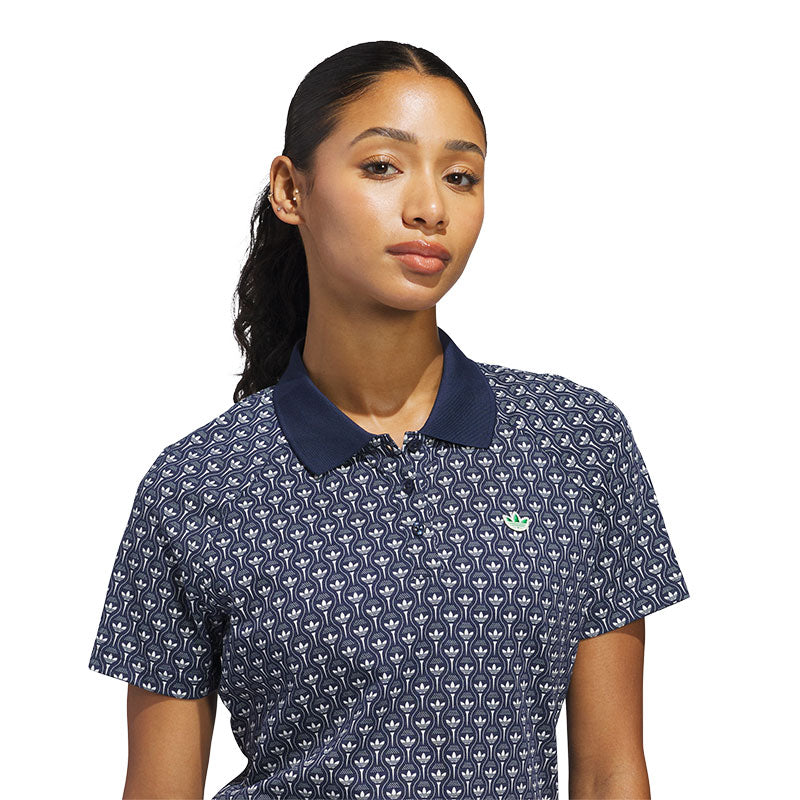 ADIDAS Originals All Over Trefoil Women's Polo (Indigo)