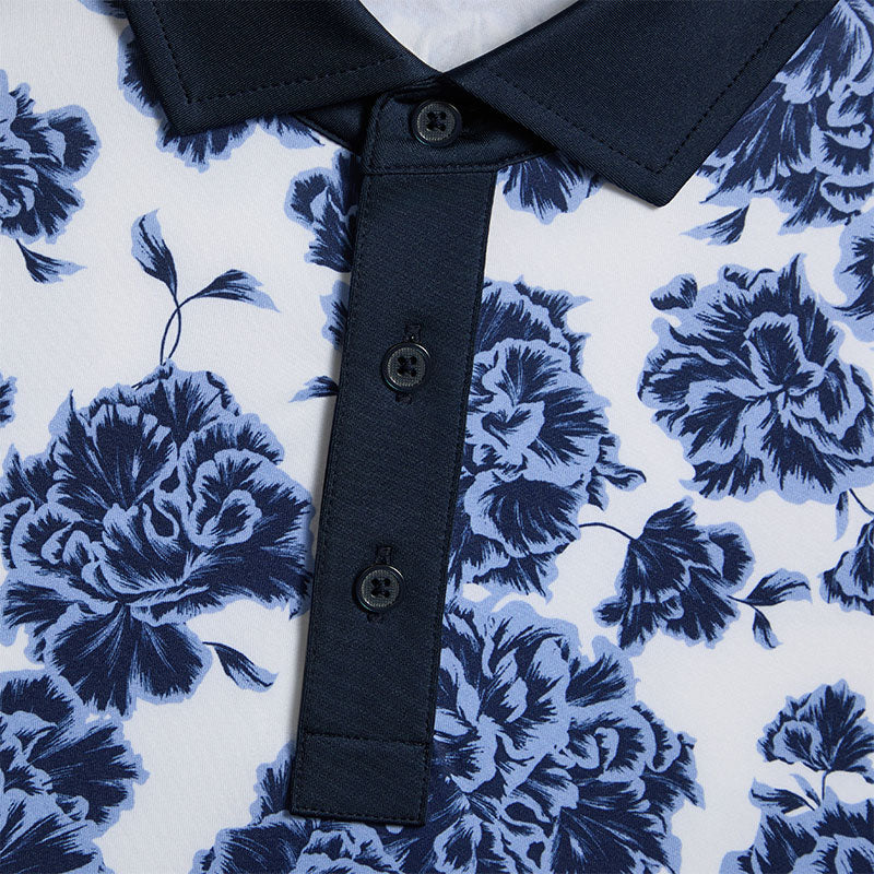 GFORE Stamped Floral Men's Tech Jersey Polo (Willow)