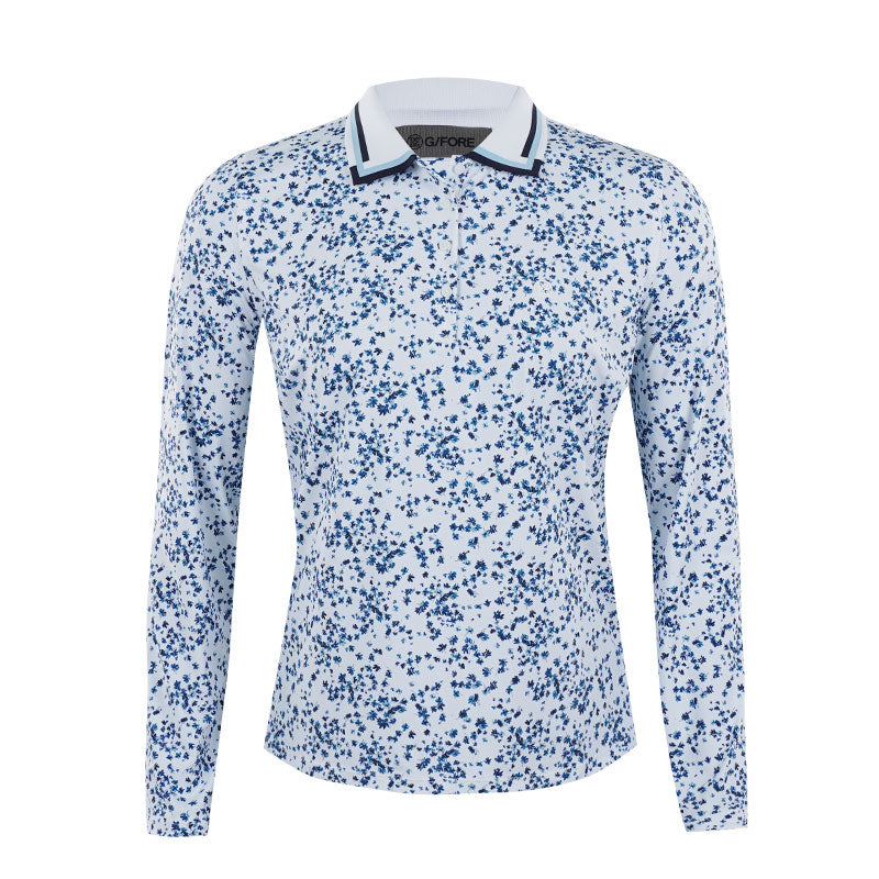 GFORE Scattered Ditzy Print Women's Long Sleeve Polo (Snow)