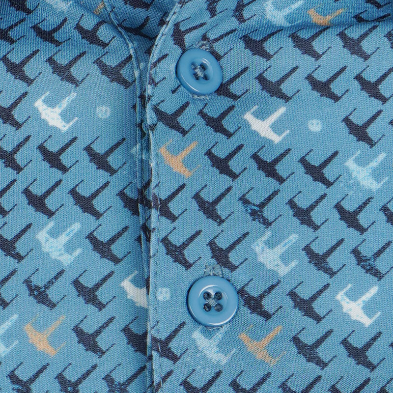 DISNEY Mercerized Aircraft Print Men's Polo (Blue)