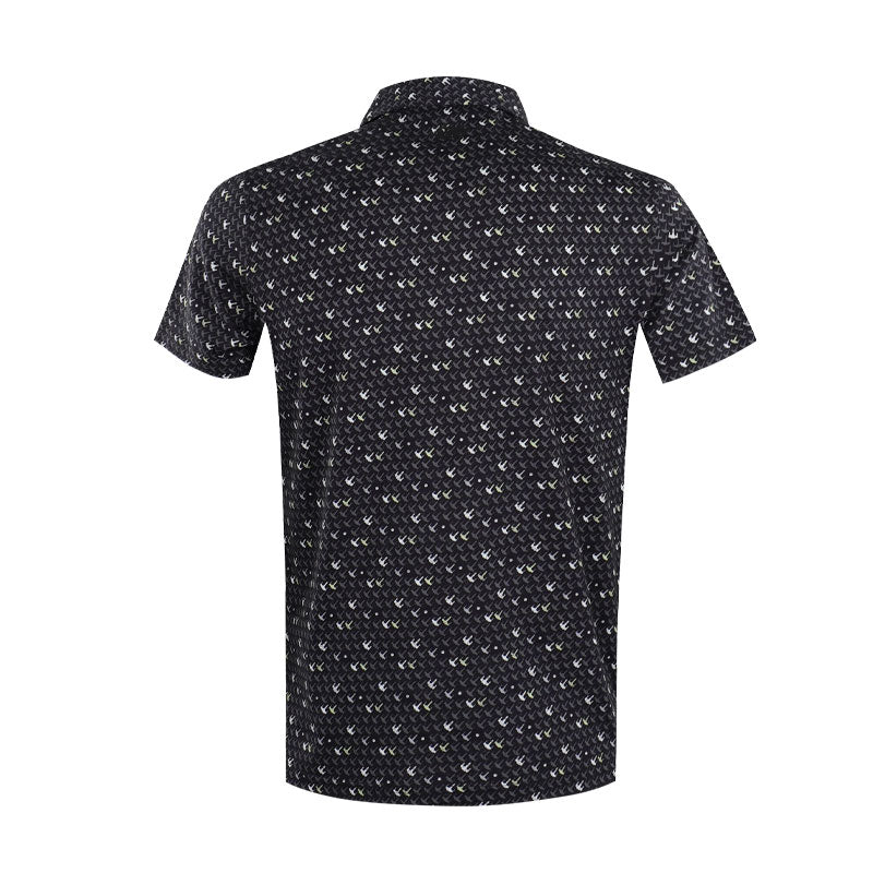 DISNEY Mercerized  Aircraft Print Men's Polo (Black)