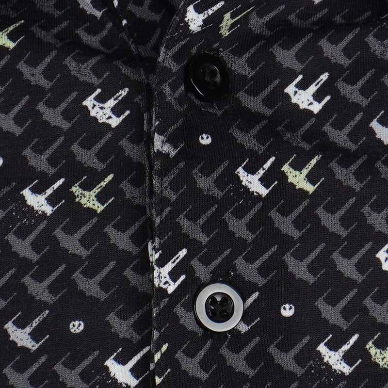 DISNEY Mercerized  Aircraft Print Men's Polo (Black)