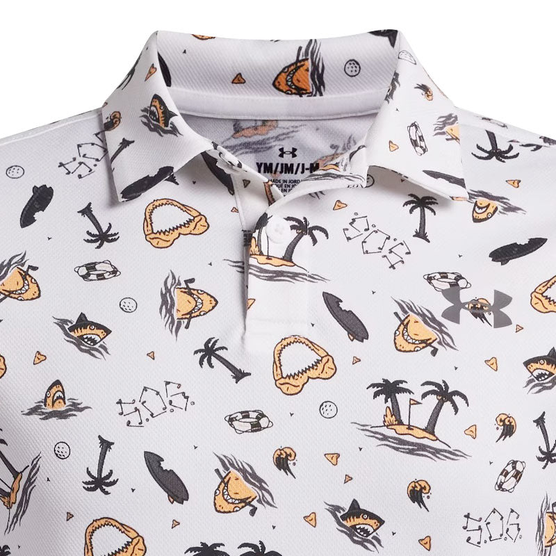 UNDER ARMOUR Matchplay Printed Boy's Polo (White/Orange)