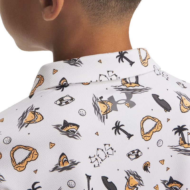 UNDER ARMOUR Matchplay Printed Boy's Polo (White/Orange)