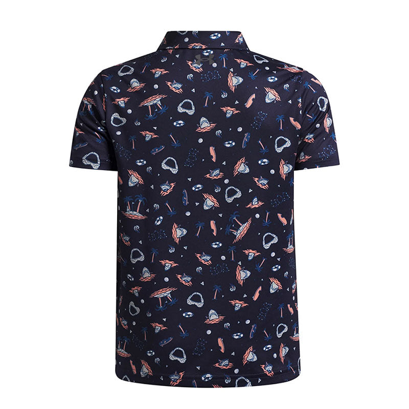 UNDER ARMOUR Matchplay Printed Boy's Polo (Navy/Pink)