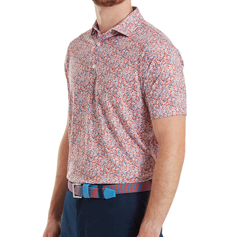 FOOTJOY Meadow Print Lisle Men's Polo (Red)