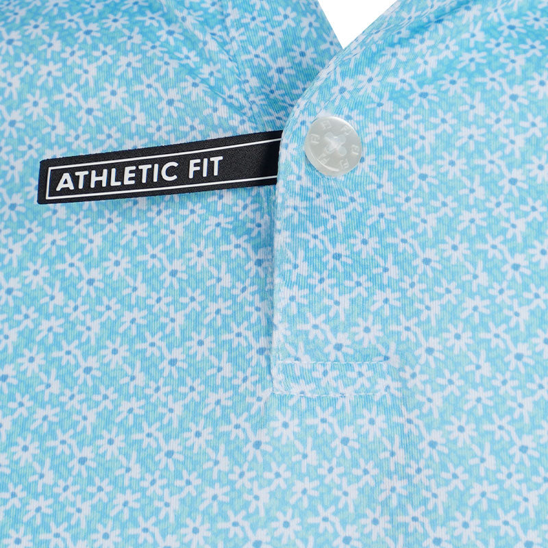 FOOTJOY Floral Mark Lisle Men's Polo (Blue)
