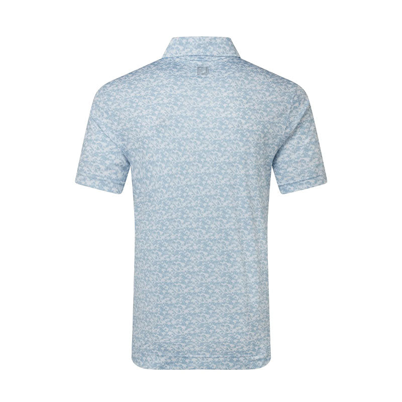 FOOTJOY Hidden Palm Print Lisle Men's Polo (White/Blue)