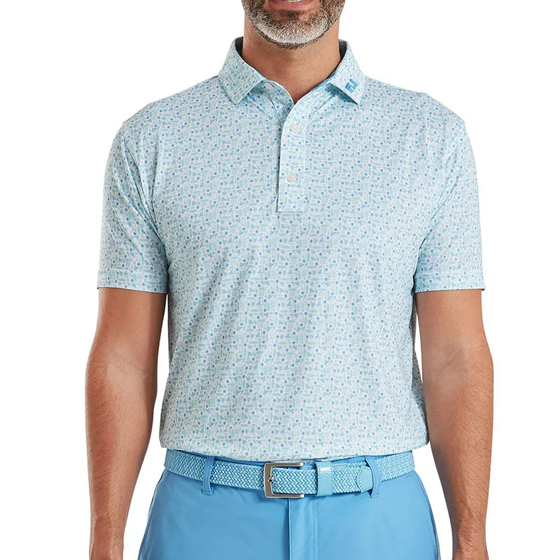 FOOTJOY Surfs Up Print Lisle Men's Polo (Deep Reef)