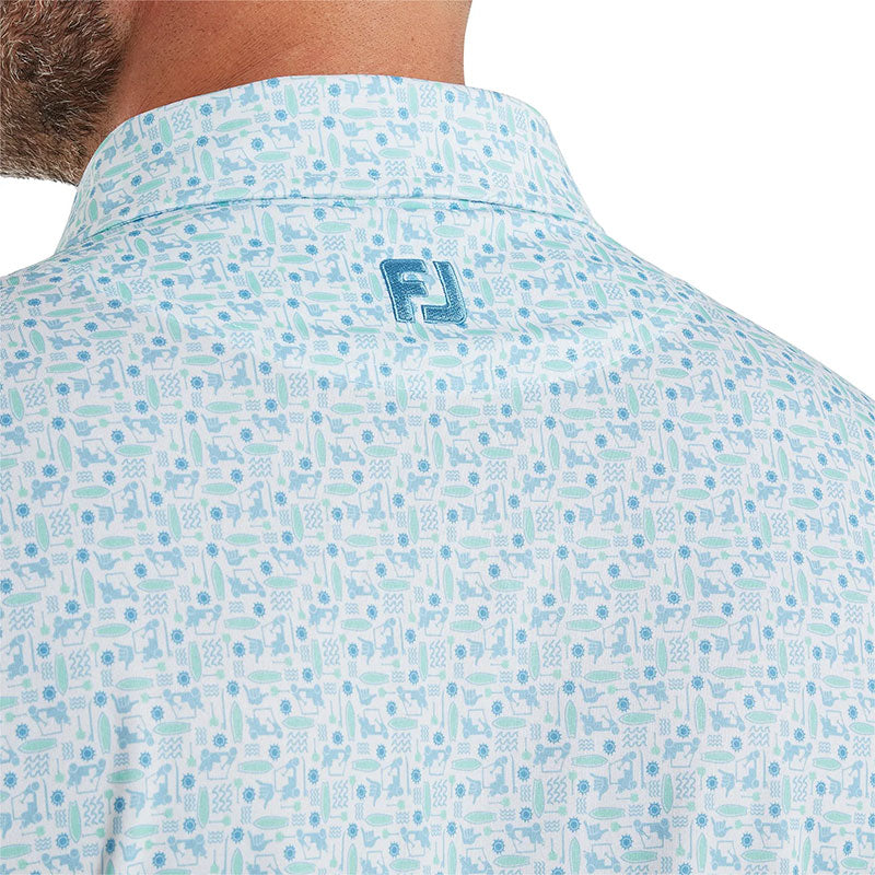 FOOTJOY Surfs Up Print Lisle Men's Polo (Deep Reef)