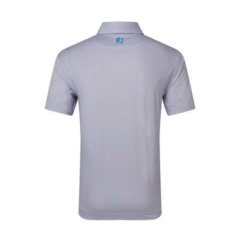 FOOTJOY Nautical Flag Print Lisle Men's Polo (Red/Blue)