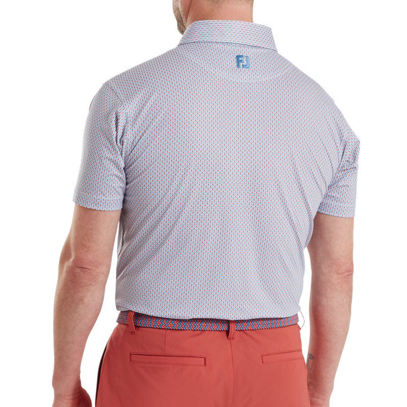 FOOTJOY Nautical Flag Print Lisle Men's Polo (Red/Blue)