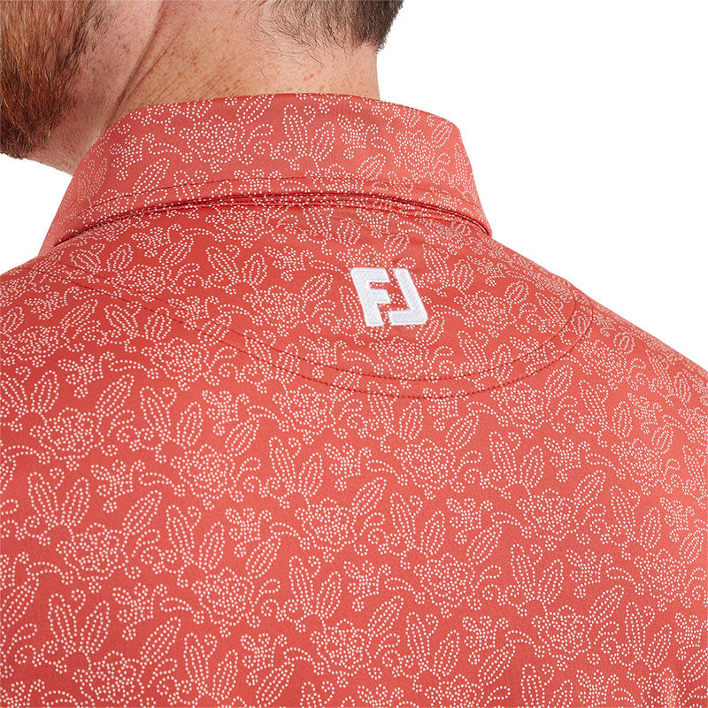 FOOTJOY Wingtip Floral Lisle Men's Polo (Red)