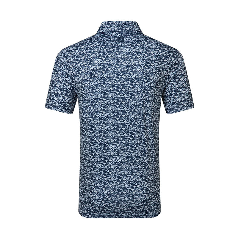 FOOTJOY Hidden Palm Print Lisle Men's Polo (Navy)