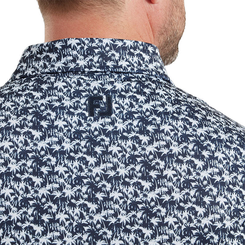 FOOTJOY Hidden Palm Print Lisle Men's Polo (Navy)