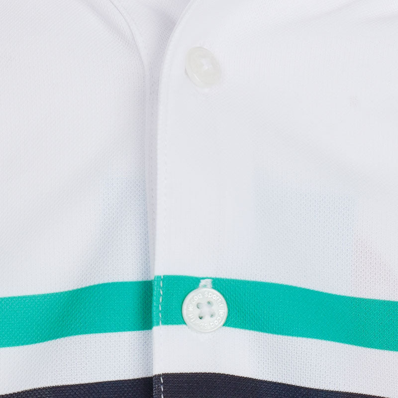 LE COQ SPORTIF GOLF Paneled Striped Men's Polo (White)