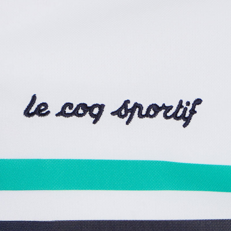 LE COQ SPORTIF GOLF Paneled Striped Men's Polo (White)
